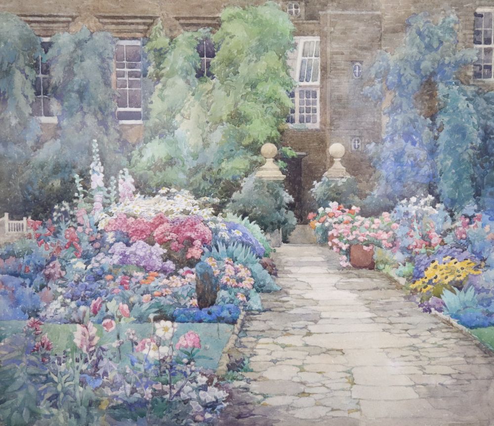 Edward Conway, watercolour, An Old Garden, label verso, 30 x 35cm